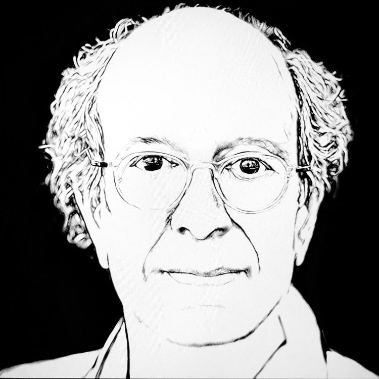 A pencil sketch of Andy Lerner